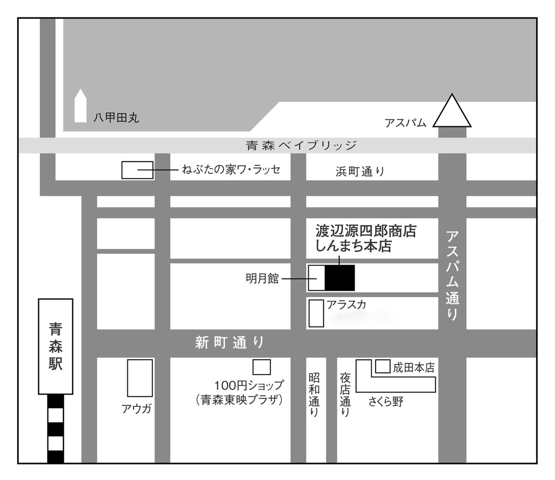 】渡辺源四郎商店しんまち本店2階稽古場の地図
