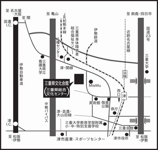 三重県文化会館小ホールの地図
